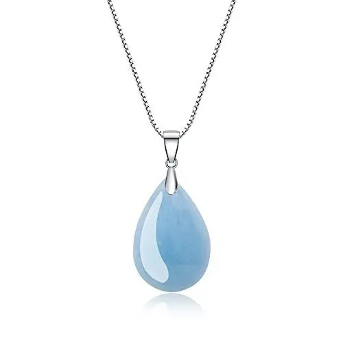 Produktbild: COAI Geschenkideen Damen 925s Halskette aus Edelsteine Träne der Engel Anhänger aus Aquamarin