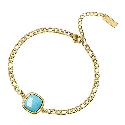 Produktbild: COAI Geschenkideen Damen Charm Armband Quadrat Armband aus Amazonit und Vergoldetem Edelstahl