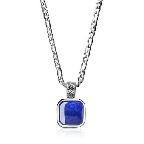 Produktbild: COAI Geschenkideen Damen Figarokette mit Quadrat Kristall Anhänger aus Lapislazuli 45cm