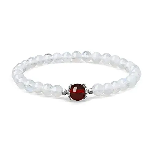 Produktbild: COAI Geschenkideen Damen Glücksarmband aus Mondstein und Granat Reikiarmband von Einfachem Stil