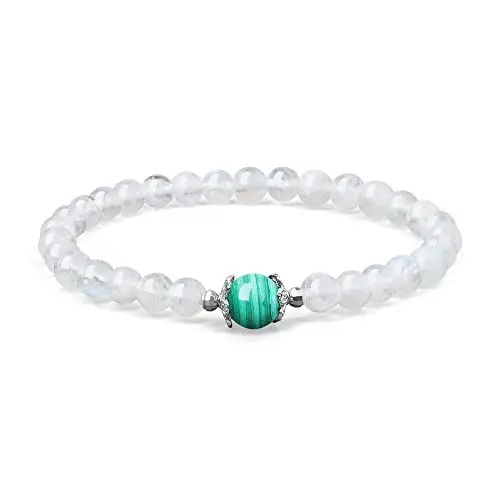 Produktbild: COAI Geschenkideen Damen Glücksarmband aus Mondstein und Malachit Reikiarmband von Einfachem Stil