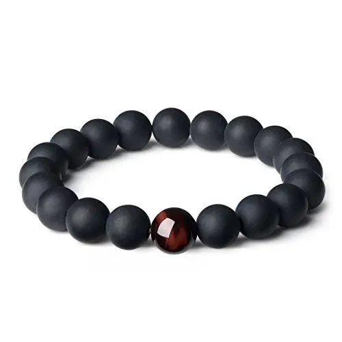Produktbild: COAI Herren Glücksarmband aus 10 mm Rotes Tigerauge und mattem schwarzem Onyx für Männer