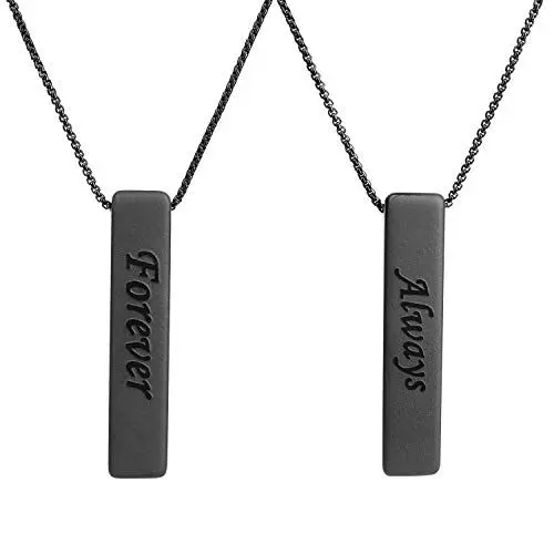 Produktbild: COAI Geschenkideen Obsidian Anhänger mit Gravur Forever und Always für Partner Freundschaftsketten
