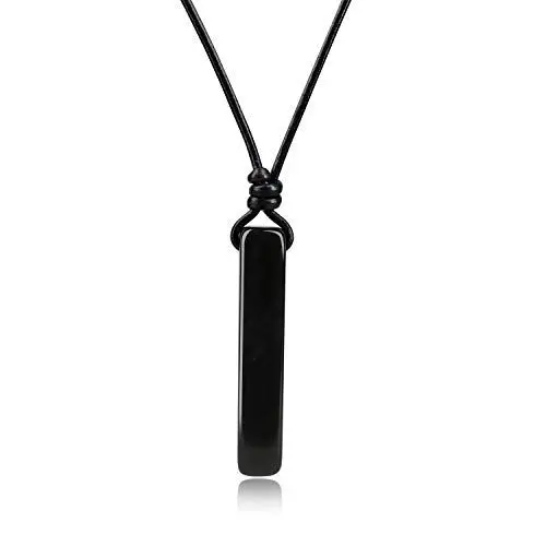 Produktbild: COAI Geschenkideen Unisex Kette mit Säule Anhänger Bar Necklace aus Obsidian Glückskette Lederkette