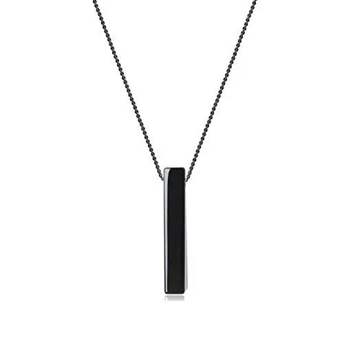 Produktbild: COAI Geschenkideen Unisex Lange Halskette aus Obsidian Glatt Stereo Rechteck Quader Anhänger 80cm