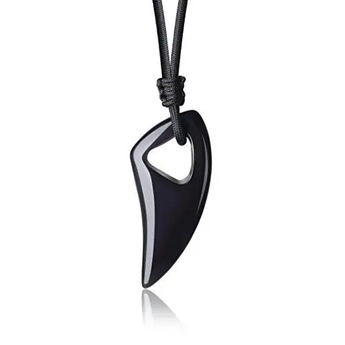 Produktbild: COAI Geschenkideen Wolfszahn Anhänger aus Obsidian Amulett Halskette für Damen und Herren