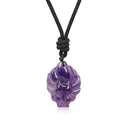 Produktbild: COAI Herren Damen Geschenkideen Neunschwänziger Fuchs Anhänger aus Amethyst Glücksanhänger