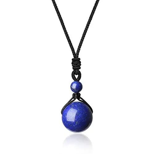 Produktbild: COAI Unisex Edelstein Lapislazuli Perle Anhänger Glückskette Verstellbare Halskette
