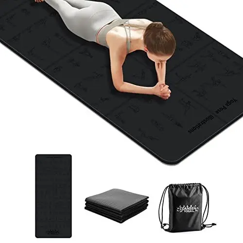 Produktbild: COANSEN Yogamatte Faltbar Fitnessmatte,Yoga Matte 183cm x 80cm x 6mm,Rutschfest TPE Gymnastikmatte,für Reise,Sport,Yoga,Pilates,Gym,Zuhause,Workout(Schwarz)
