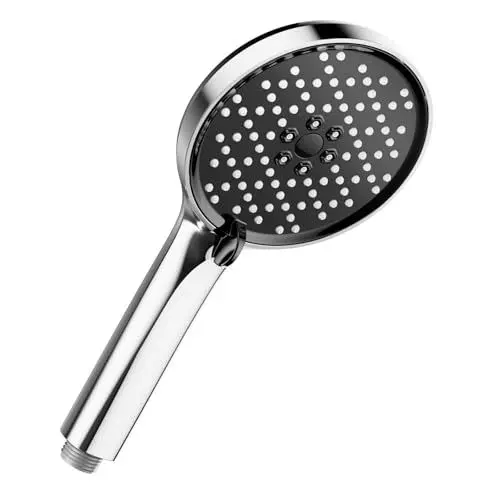 Produktbild: Cobbe Duschkopf Wassersparender, Hochdruck Handbrause mit 3 Strahlarten, Duschbrause Groß, Brausekopf mit Antikalk-Funktion, Schwarz/Chrom