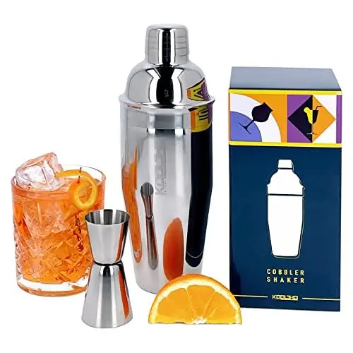 Produktbild: Cobbler Shaker Cocktail Messbecher cl, Profi Cocktailshaker Edelstahl Einzeln, Alkohol Messbecher mit Skala 2cl 4cl für Anfänger Barkeeper, Cocktails Utensilien für Bartender, Rostfrei Drink Zubehör
