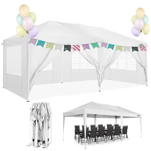 Produktbild: COBIZI 3x6 Pop Up Pavillon - Hochleistungs-Gartenpavillon mit 6 Wasserdichten, Stabilen Seitenwänden, Winterfest, Ideal für Hochzeiten & Outdoor, Weiß