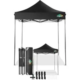 Produktbild: COBIZI Faltpavillon 2x2 Wasserdicht Stabil Winterfest ohne Seitenwand,Pop Up Pavillon Partyzelt,Sonnenschutz Gartenpavillon,Pavillon Faltbar mit Handtasche(2 mal 2m Schwarz)