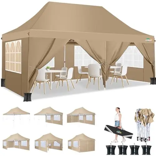 Produktbild: COBIZI Faltpavillon 3X6m Wasserdicht Stabil Pavillon 3x6m, Partyzelt Faltbar Anti-UV mit 6 Seitenwänden, Gartenpavillon Zelt für Hochzeiten, Freien, Garten