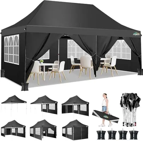 Produktbild: COBIZI Faltpavillon 3X6m Wasserdicht Stabil Pavillon 3x6m, Partyzelt Faltbar Anti-UV mit 6 Seitenwänden & 4 Sandsack, Gartenpavillon für Hochzeiten, Freien, Garten, Party