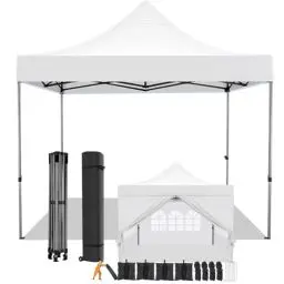 Produktbild: COBIZI Faltpavillon 3x3 Wasserdicht Stabil Winterfest mit Seitenwand,Pop Up Pavillon Partyzelt,Sonnenschutz Gartenpavillon,Pavillon Faltbar mit Tasche mit Rollen(3 mal 3m Weiss)