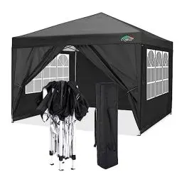 Produktbild: COBIZI Pavillon 3x3, Faltpavillon 3x3 Wasserdicht Stabil Winterfest|8X Heringe|4X Windseil|UV-Schutz 50+|Hoch Dichte Plane|Pop up Pavillon Klappbar 3x3m Zelt 3x3 Partyzelt(Schwarz)