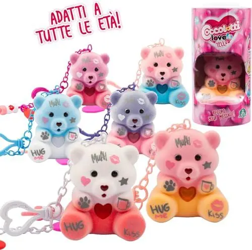 Produktbild: Coccolotti Love and Tell, Zufällig Ausgewählter Bär, 1 von 6 Interaktiven Teddybären mit Aufnahmefunktion, Nylon-Schlüsselanhänger, Wiederholt Botschaften, Umweltfreundliche Verpackung, Ab 4 Jahren