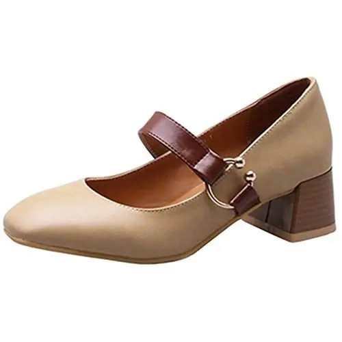 Produktbild: Cocey Damen Mary Jane Halbschuhe Blockabsatz Pumps (Apricose, 41 EU)