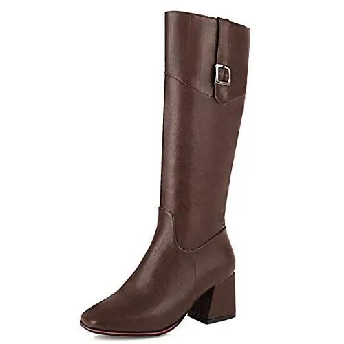 Produktbild: Cocey Lässige Kniehohe Damenstiefel mit dickem Absatz (Braun, 41EU)