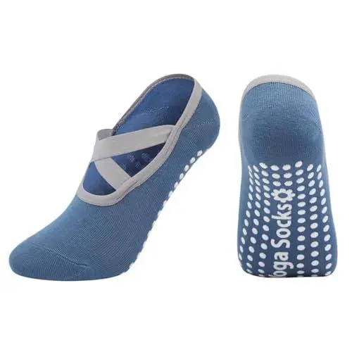 Produktbild: Cocila Arbeitssocken Herren Damen Yoga-Socken Für Rutschfeste Griffe Und Riemen Ideal Ballett Tanz Barfußtraining Schwangerschaft Verkünden Socken Schwarze Weisse Blau Einheitsgröße Dicke 35 -