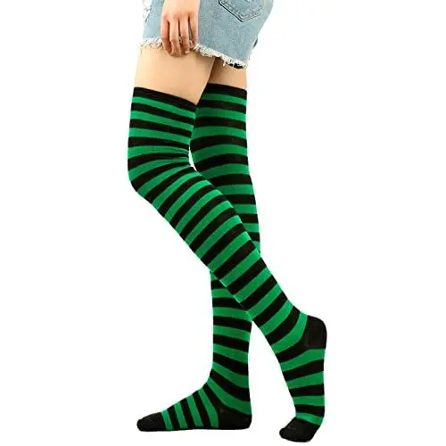 Produktbild: Cocila Damen Gestreifte Overknees Strümpfe Ringelstrümpfe Kniestrümpfe Streifen Oberschenkel Hohe Socken Overknee Strümpfe Extra Lange Socken für Kostüm Halloween Party Zubehör