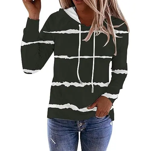 Produktbild: Damen Pullover Hoody Damen Mit Kapuze Oversize Bedruckter, modischer, lässiger, langärmeliger Kapuzenpullover mit Kordelzug für Damen Schwarze Sweatjacke Damen Hoody Damen Mit Kapuze (AG, S)
