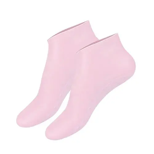 Produktbild: Cocila Kuschelsocken Damen Herren Feuchtigkeitsspendende Silikongel-Socken, Aloe-Socken, Pediküre-Socken zur Reparatur trockener Füße, Ferse und Erweichung rauer Haut Kurze Socken (Pink, One Size)