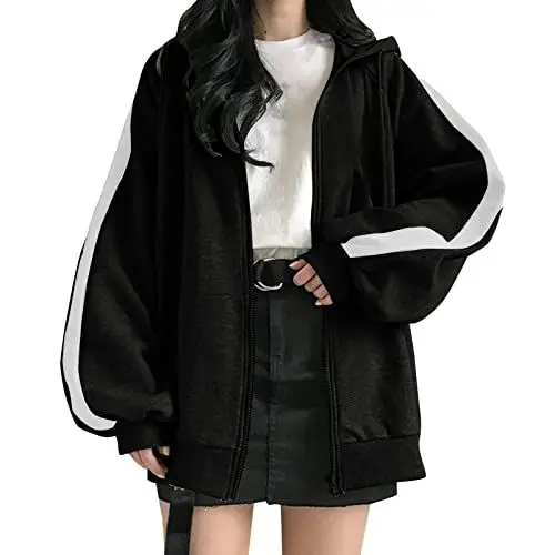 Produktbild: Cocila Sale Angebote Kleidung Frauen Übergroße Kapuzenpullover Mit Reißverschluss -Sweatshirts Gothic-Jacke Streetwear Jumpsuit Damen Langarm Reiß Meine Bestellungen Anzeigen 24
