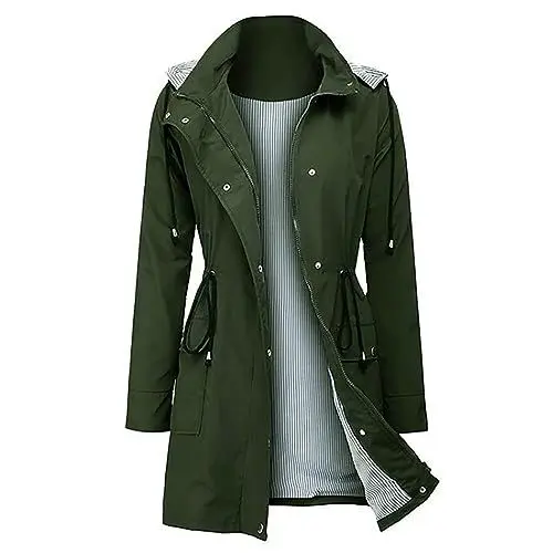 Produktbild: Cocila Same Day Angebote Sale Outdoor Mantel Damen Parka Damen Fruehjahr Lang Trenchcoat Schwarz Damen Regenjacke Grün Damen Damen Mantel Elegant Schwarz Kragen Pullover Damen Danenkleidung Sale Sale
