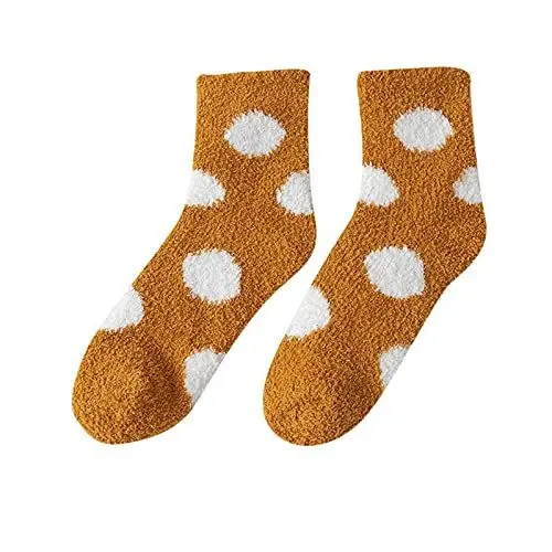 Produktbild: Cocila Warme Fuzzy Socken Für Damen Winter Korallen Polka Dot Heimstrumpf Herren Kuschelig Halbhoch Baumwoll Sneaker Weiß 39 Schwarze Hoch Sport Kuschelsocken Frauen 37