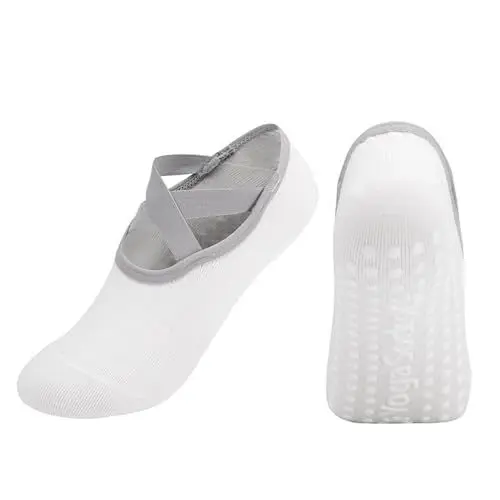 Produktbild: Cocila Yoga Socken Für Damen Rutschfeste Griffe Und Riemen Ballett Tanz Barfußtraining Lustige Tennissocken Baumwolle Wandersocken Kurz Kurzsocken Kinder Wander Kurze Damensocken Schwarz