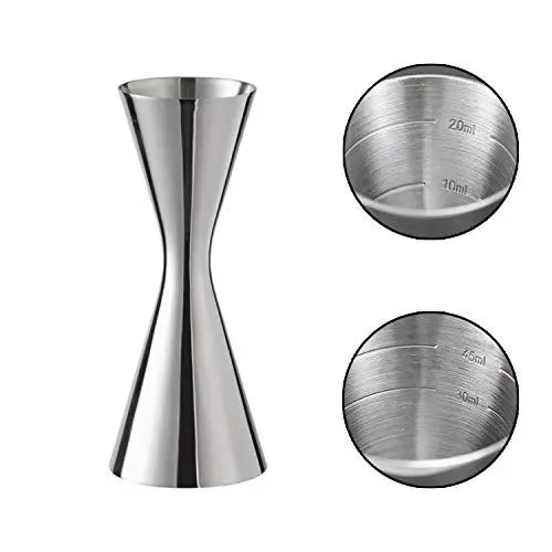 Produktbild: Cocktail Messbecher, 304 Messbecher aus Edelstahl, Integrierte Waage, Cocktail Jigger Dual Spirit Measure Cup, Professioneller Barkeeper, Geeignet für Bars und Wohnungen (30/60ml), Silber-