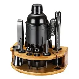 Produktbild: Cocktail Shaker Set, 12 Teiliges Edelstahl Bar Zubehör Cocktail Set, 750ML Shaker Cocktail Zubehör mit Ständer, Ideales Cocktail Maschine Barkeeper Set für die Hausbar (Schwarz)