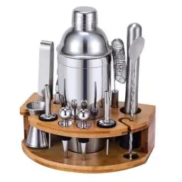 Produktbild: Cocktail Shaker Set, 12 Teiliges Edelstahl Bar Zubehör Cocktail Set, 750ML Shaker Cocktail Zubehör mit Ständer, Ideales Cocktail Maschine Barkeeper Set für die Hausbar (Silber)