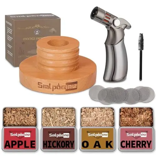 Produktbild: Cocktail Smoker Set mit Taschenlampe, altmodisches Whiskey-Getränke-Smoker-Set mit vier Arten von Holzspänen, Geschenk für Vater, Ehemann und Cocktail-Liebhaber (kein Butan)