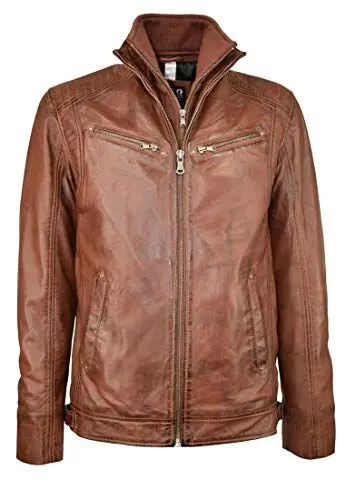Produktbild: COCO Black Label since1986 Herren Lederjacke SPMX1 moderne Biker Jacke mit mit Doppelkragen aus Lammleder, Farbe:Mokka Braun, Größe:50
