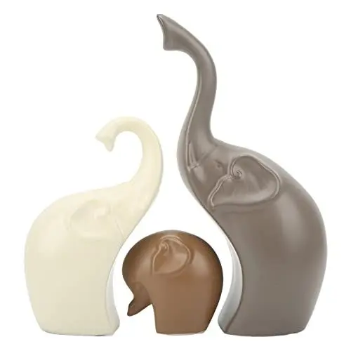 Produktbild: Cocoarm 3 Stück Keramik-Elefant, Wasserfeste Weiße Elefanten-Skulptur aus Keramik Im Modernen Stil, Helle Farbe für Heimbüro-Dekoration und