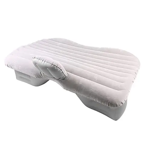 Produktbild: Aufblasbares Autobett, Rücksitzmatratze, Luftmatratze, Weiches, Beflocktes PVC-Material für Lange Reisen, mit Sicherheitsblock für Ruheschlaf, Camping (Silber grau)