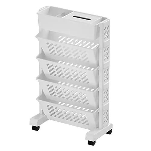 Produktbild: SEAFRONT Beweglicher Bücherregalwagen Drehbarer Abnehmbarer Multifunktionaler Rollwagen aus Kunststoff Schreibtisch Bücherregal Schreibtisch Organizer mit Rädern (5 Schichten)