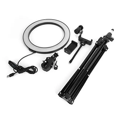 Produktbild: Ringlicht Dimmbares Ringlicht, Ringlicht-Set USB-Ringlicht Ringleuchte Lampe Handyhalter Video-Ringlampe Mit Hoher Farbwiedergabe Und Stativ Für Live-Selfie Make-Up
