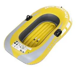 Produktbild: PVC-Schlauchboot, Aufblasbares Fischerboot für eine Person, See-Floßboot mit Zwei Paddelhalterungen und Doppelventil Sommer-Pool-Party-Lounge-Floß-Dekoration Spielzeug für Kinder und Erwachsene