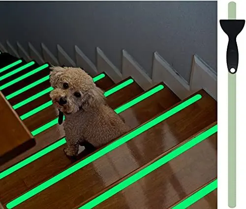 Produktbild: cocofy Fluoreszierende Anti Rutsch Streifen Leuchtend Aufkleber Treppe, nachleuchtendes Klebeband, XXL (75x3 cm), für Treppenstufen innen, Antirutsch Sticker - 18-Pack