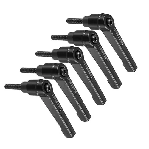 Produktbild: CoCud Klemmhebel Griffe M5 x 20mm Stecker Gewinde Einstellbar Schnellspanner Verriegelung Drehend Bolzen Knöpfe Schwarz - (Verwendung: für Drehmaschinen) 5Stk