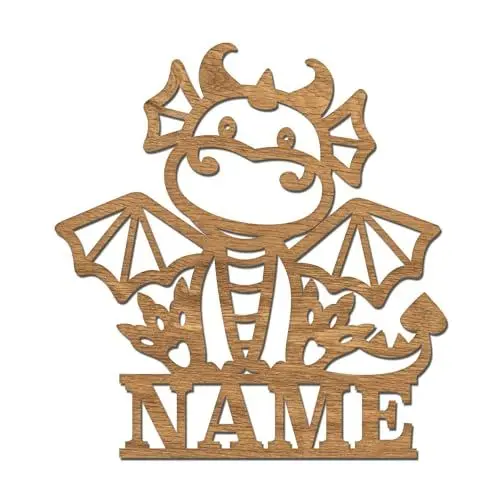 Produktbild: codiarts. Namensschild, Wandbild, Kinderzimmer, Kindertür, personalisierbar mit Namen, selbstklebend (Drache)