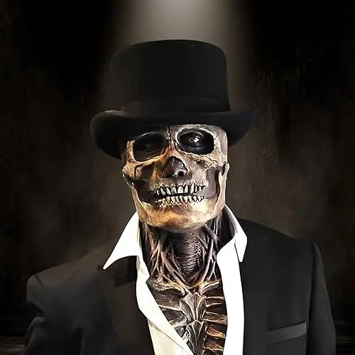 Produktbild: COEKI Halloween Totenkopf Maske, Gruselige Vollkopf 3D Skelett Maske aus NatüRlich Latex Halloween Deko für Cosplay Halloween Party Totenkopf Kopfbedeckung
