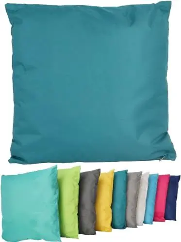 Produktbild: Coen Bakker Outdoor Lounge Kissen 45x45cm Dekokissen Inkl. Füllung Wasserfest Sitzkissen Garten Stuhl Lotus Effekt, Farbe:Petrol