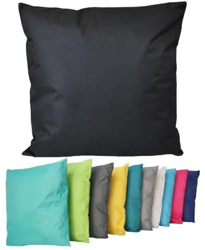 Produktbild: Coen Bakker Outdoor Lounge Kissen 45x45cm Dekokissen Inkl. Füllung Wasserfest Sitzkissen Garten Stuhl Lotus Effekt, Farbe:Schwarz