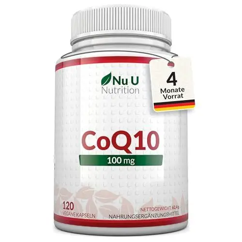 Produktbild: Coenzym Q10 200mg | 120 Vegane CoQ10 Kapseln - 2 Monate Vorrat - 100mg Pro Kapseln - Aus Pflanzlicher Fermentation - Bioaktiv und 100% Natürlich - Hochwertiges Q10 - Nu U Nutrition