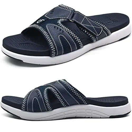 Produktbild: COFACE Herren Sport Recovery Sandalen Plantar Fasciitis weiche Polsterung leichtes Gewicht Bogen Unterstützung orthopädische Badelatschen für Männer Blau Größe 43